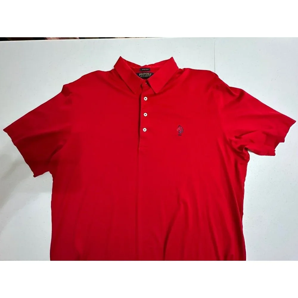 Polo Golf by Ralph Lauren Vintage Lisle 1890 Horse Logo 90's Polo Shirt‎ Red XL